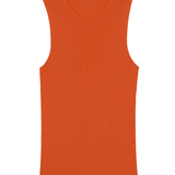 A orange, round neck, sleeveless cashmere tank top | Amanda | Linnea Lund