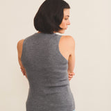 Ribbed cashmere tank top women grey - back view | Amanda | Linnea Lund