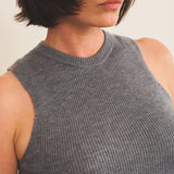Ribbed cashmere tank top women grey - fabric focus | Amanda | Linnea Lund