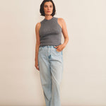 Ribbed cashmere tank top women grey - look | Amanda | Linnea Lund