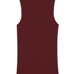 A burgundy, round neck, sleeveless cashmere tank top | Amanda | Linnea Lund