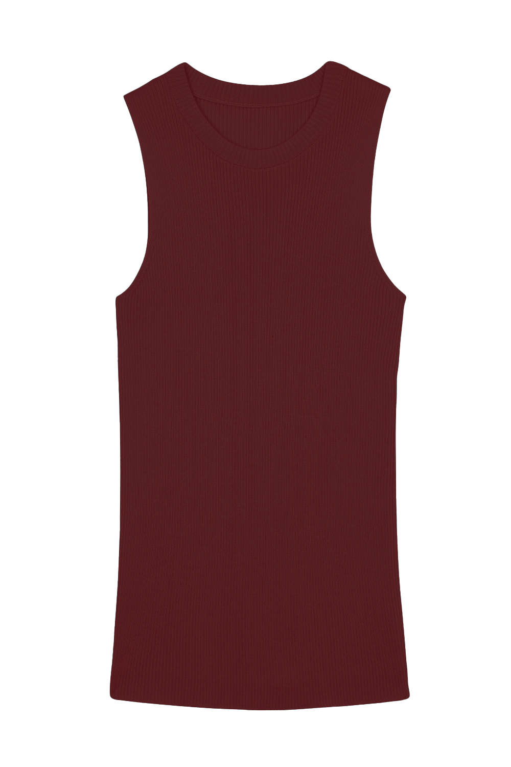 A burgundy, round neck, sleeveless cashmere tank top | Amanda | Linnea Lund
