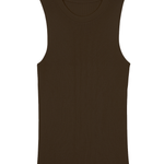 A dark brown, round neck, sleeveless cashmere tank top | Amanda | Linnea Lund