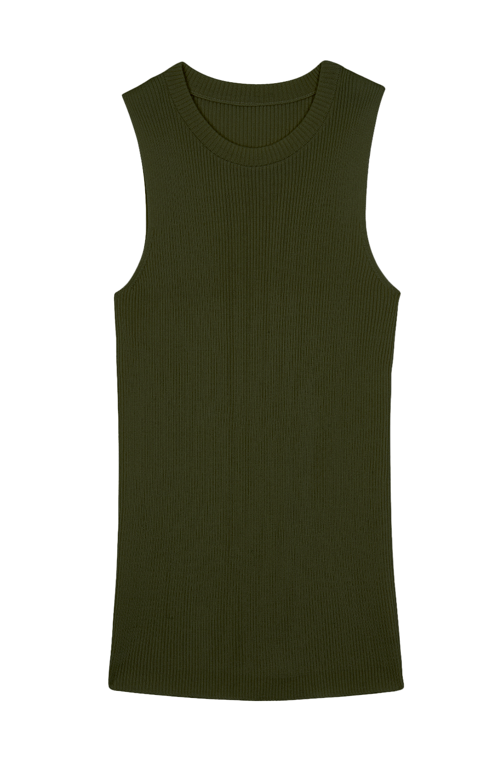 A khaki, round neck, sleeveless cashmere tank top | Amanda | Linnea Lund