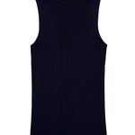 A dark blue, round neck, sleeveless cashmere tank top | Amanda | Linnea Lund