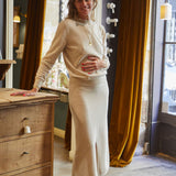 Beige women cashmere long skirt - look | Astrid | Linnea Lund