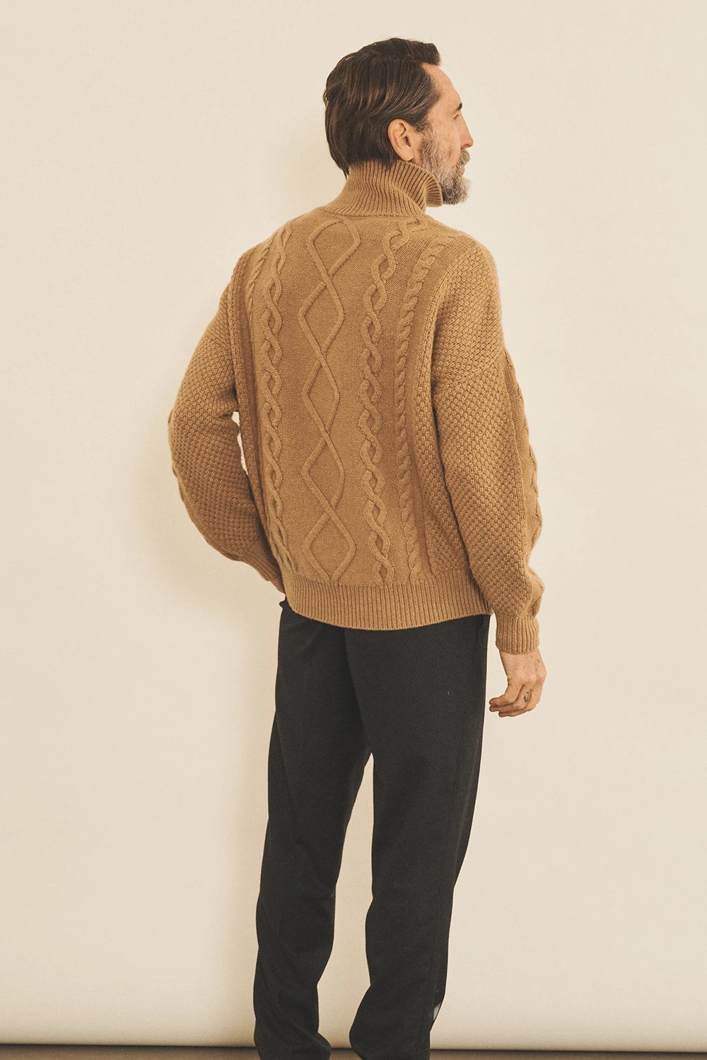 Brown macchiato men cashmere sweater - Back | Bjorn | Linnea Lund