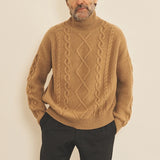 Brown macchiato men cashmere sweater - front view | Bjorn | Linnea Lund