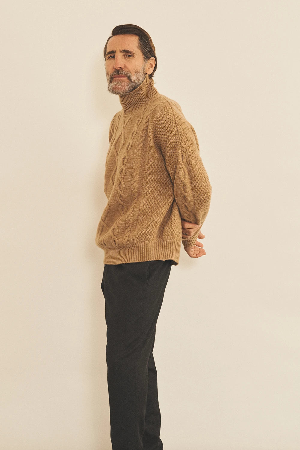 Brown macchiato men cashmere sweater - Side | Bjorn | Linnea Lund