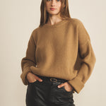 Ribbed camel brown women cashmere sweater - front view | Edward | Linnea Lund