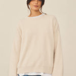 Ribbed white women cashmere sweater - front view | Edward | Linnea Lund