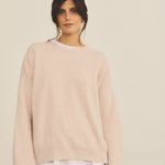 Ribbed pink women cashmere sweater - front view | Edward | Linnea Lund
