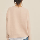 Ribbed pink women cashmere sweater - back view | Edward | Linnea Lund