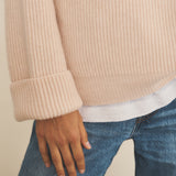 Ribbed pink women cashmere sweater - focus view | Edward | Linnea Lund
