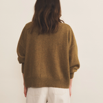 Cashmere cardigan women ocher green - back view | Gabriella | Linnea Lund