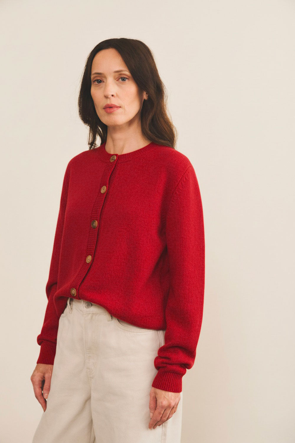 Red women cashmere cardigan - front view | Greta | Linnea Lund