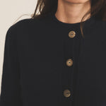 Midnight blue women cashmere cardigan - focus view | Greta | Linnea Lund