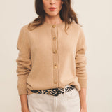 Cashmere cardigan women camel - front view | Greta | Linnea Lund