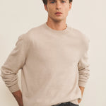 Cream light men cashmere sweater - front view | Harald | Linnea Lund
