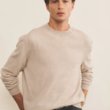 Cream light men cashmere sweater - front view | Harald | Linnea Lund