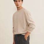 Cream light men cashmere sweater - side view | Harald | Linnea Lund