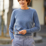 Blue denim color women cashmere sweater | Ines | Ines de la Fressange x Linnea Lund