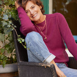 fuchsia pink women cashmere sweater - look | Ines | Ines de la Fressange x Linnea Lund