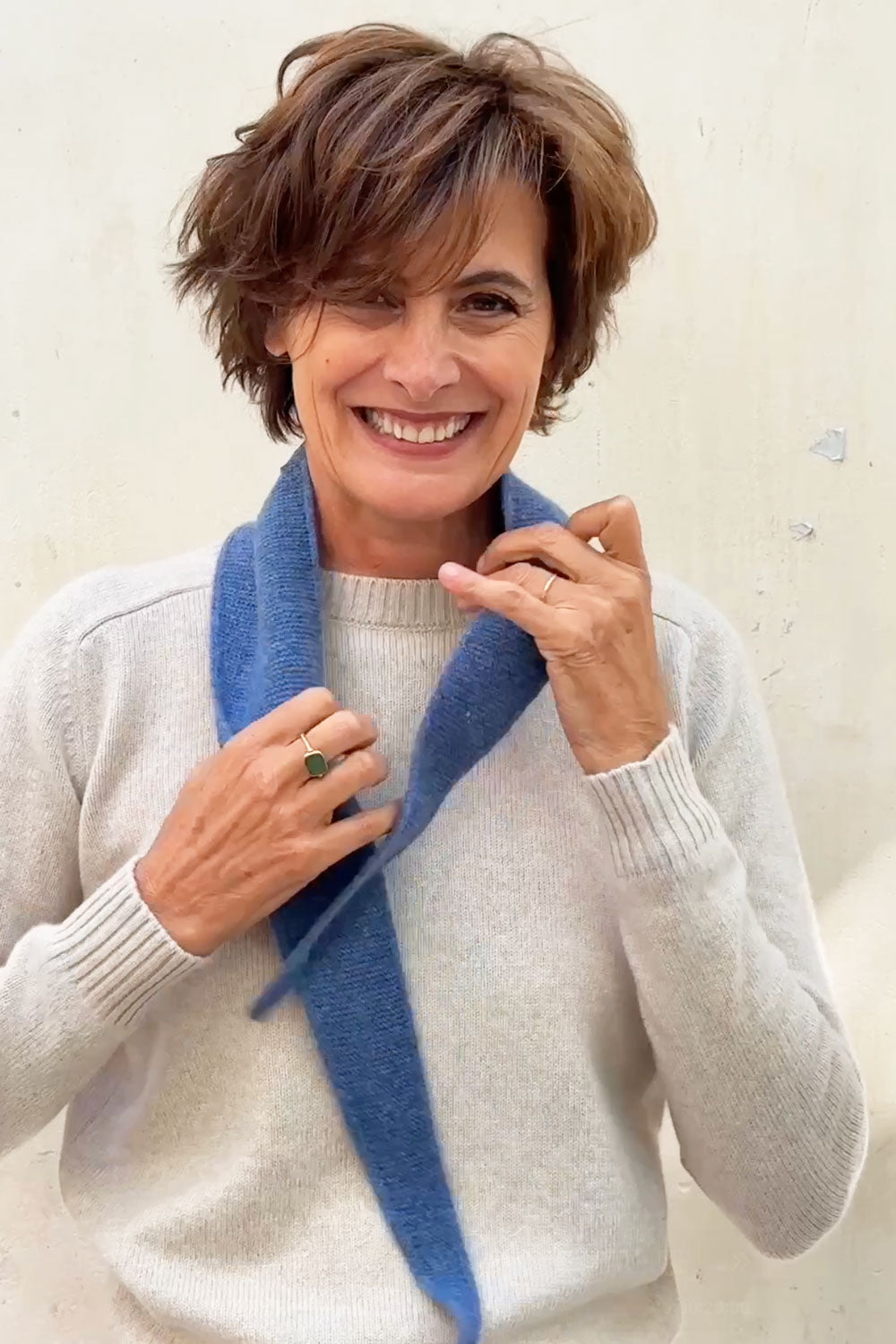 Blue cashmere sophie scarf bandana | Violette | Ines de la Fressange x Linnea Lund