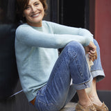 aqua color women cashmere sweater - front view | Ines | Ines de la Fressange x Linnea Lund