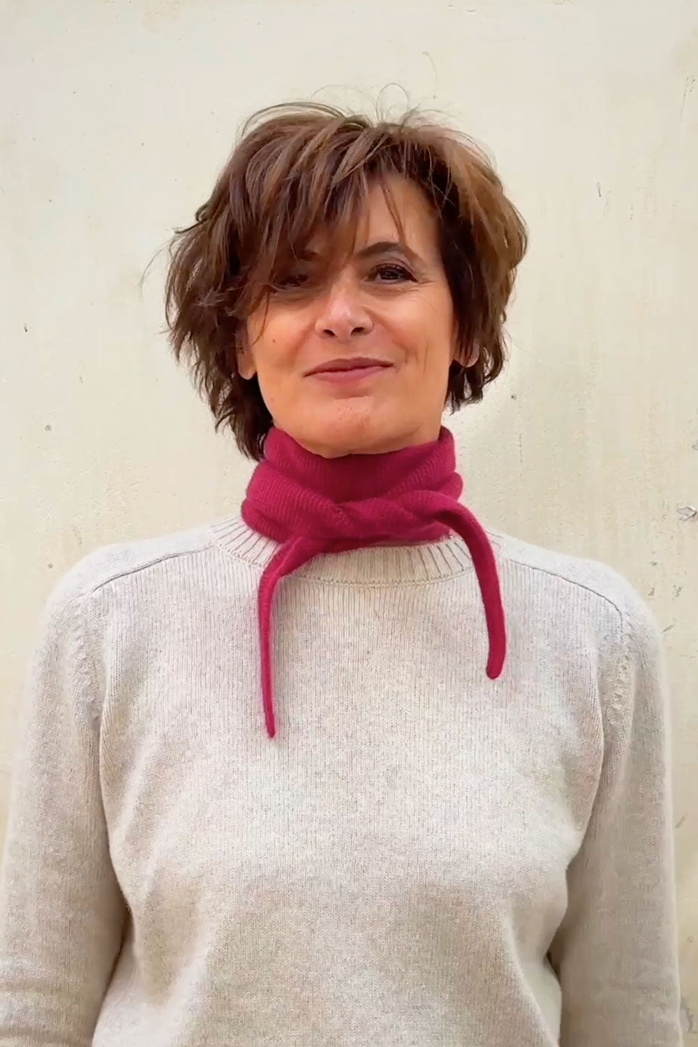 Fuchsia cashmere sophie scarf bandana | Violette | Ines de la Fressange x Linnea Lund