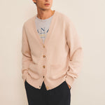 Cashmere cardigan men powder - front view | Junior | Linnea Lund