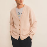 Cashmere cardigan men powder - front view | Junior | Linnea Lund