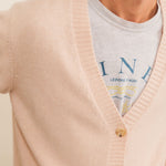 Cashmere cardigan women powder - front view | Junior | Linnea Lund