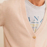 Cashmere cardigan women powder - front view | Junior | Linnea Lund