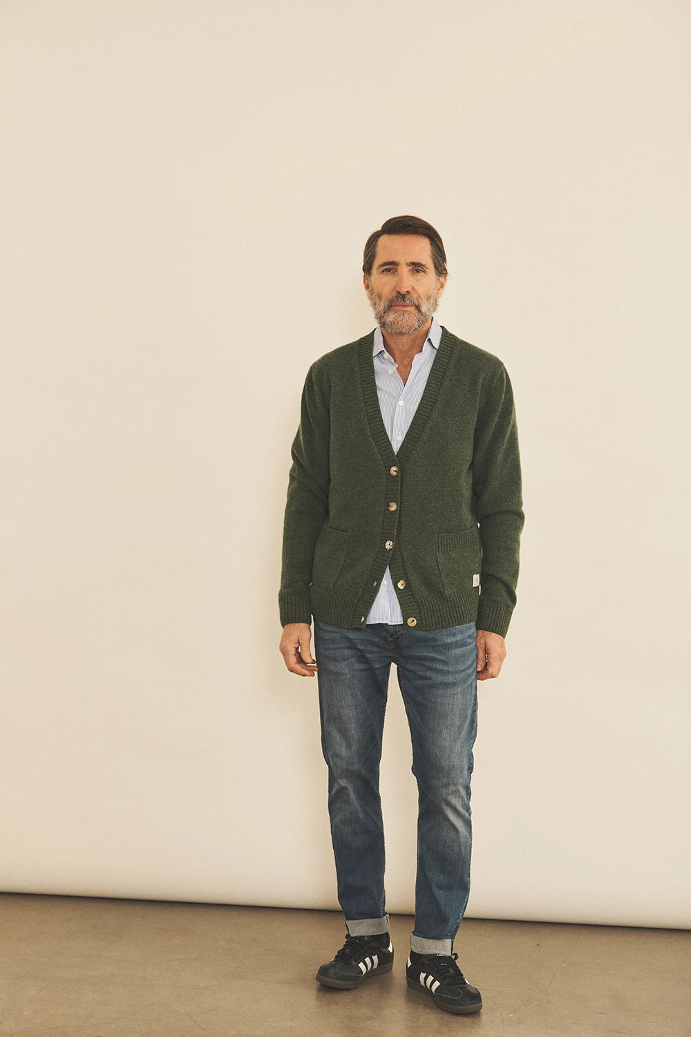 Dark Green men cashmere cardigan - look | Junior | Linnea Lund