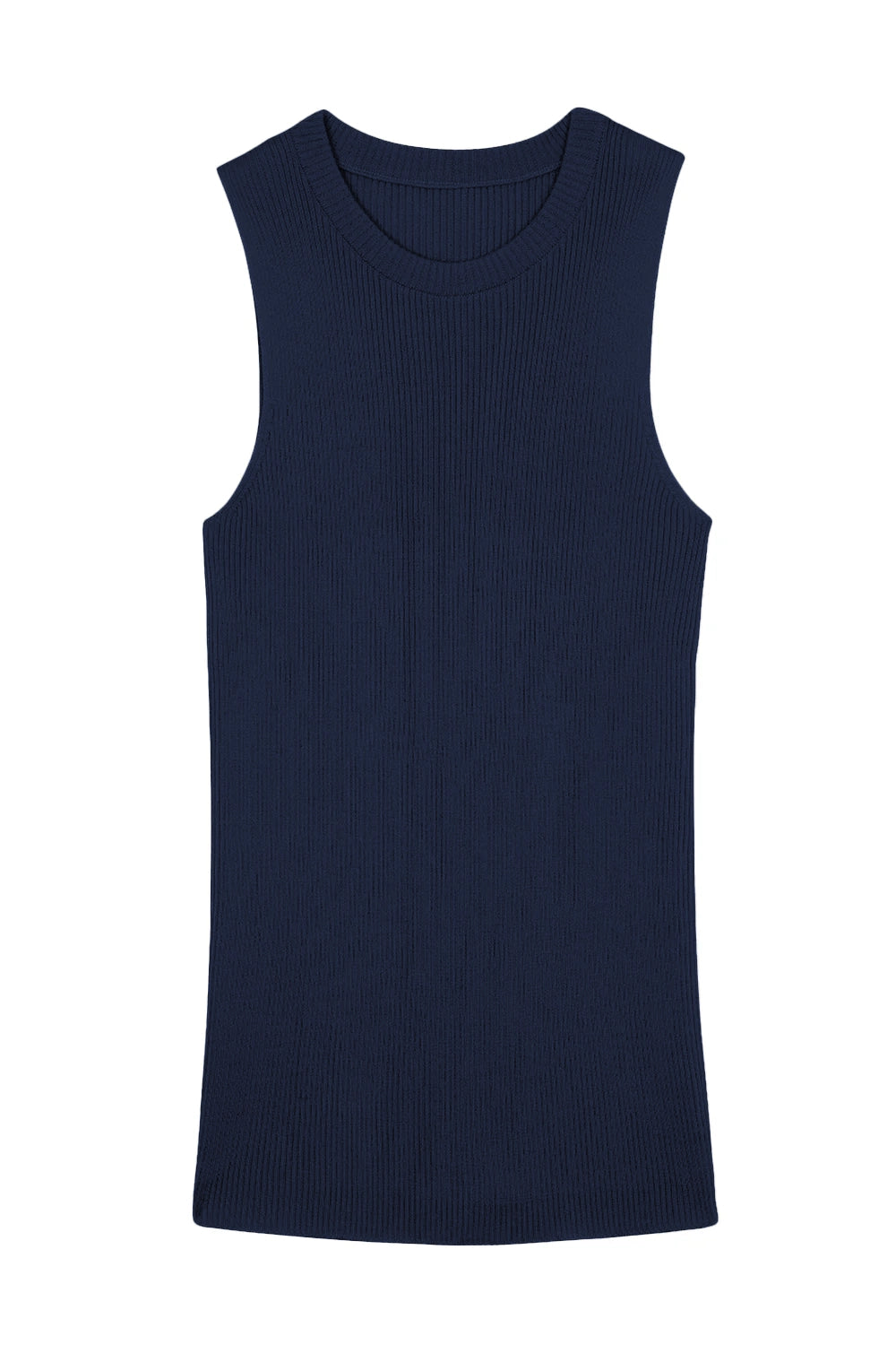 A navy blue, round neck, sleeveless cashmere tank top | Amanda | Linnea Lund