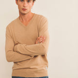 Cashmere sweater men beige - front view | Max | Linnea Lund