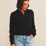 Black cashmere polo sweater women - front view | Ralph | Linnea Lund