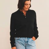 Black cashmere polo sweater women - front view | Ralph | Linnea Lund
