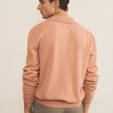 Salmon color cashmere polo sweater men - back view | Ralph | Linnea Lund