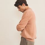Salmon color cashmere polo sweater men - side view | Ralph | Linnea Lund