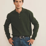 Dark green cashmere polo sweater men - front view | Ralph | Linnea Lund