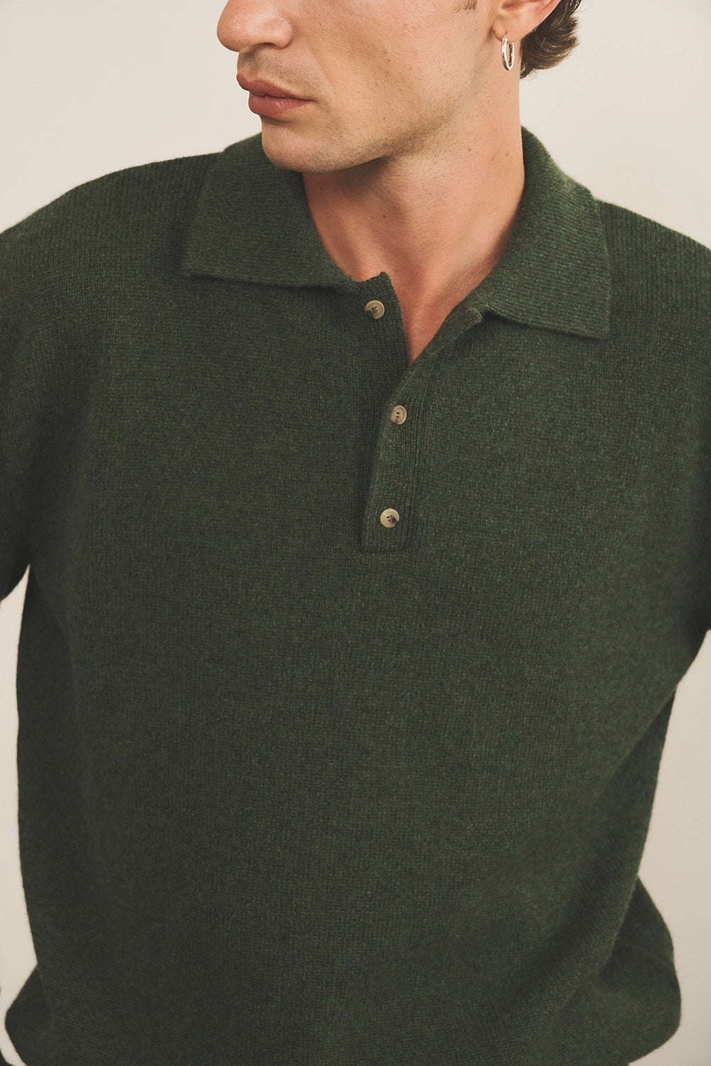 Dark green cashmere polo sweater men - focus | Ralph | Linnea Lund