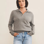 Grey cashmere polo sweater women - front view | Ralph | Linnea Lund