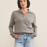 Grey cashmere polo sweater women - front view | Ralph | Linnea Lund