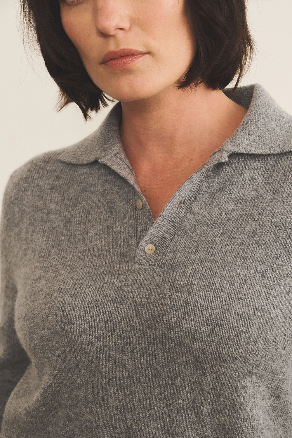 Grey cashmere polo sweater women - focus | Ralph | Linnea Lund