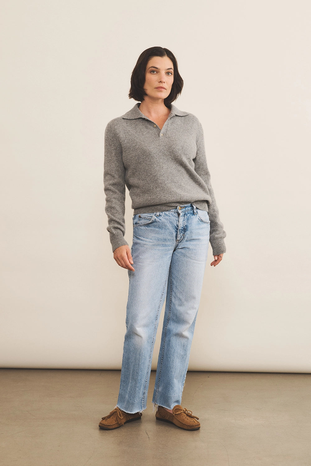 Grey cashmere polo sweater women - look | Ralph | Linnea Lund