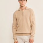 Light camel cashmere polo sweater men - front view | Ralph | Linnea Lund