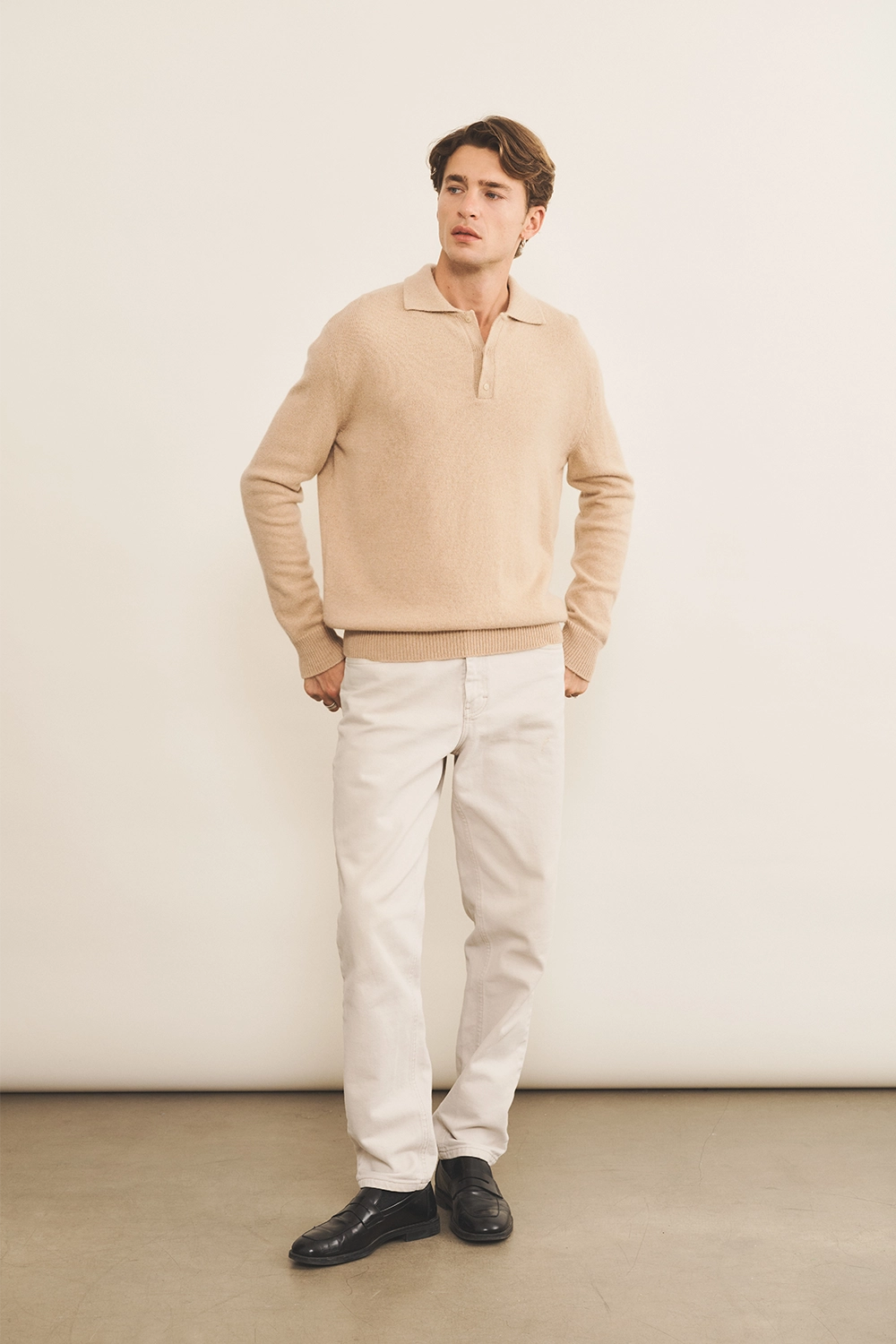 Light camel cashmere polo sweater men - look | Ralph | Linnea Lund