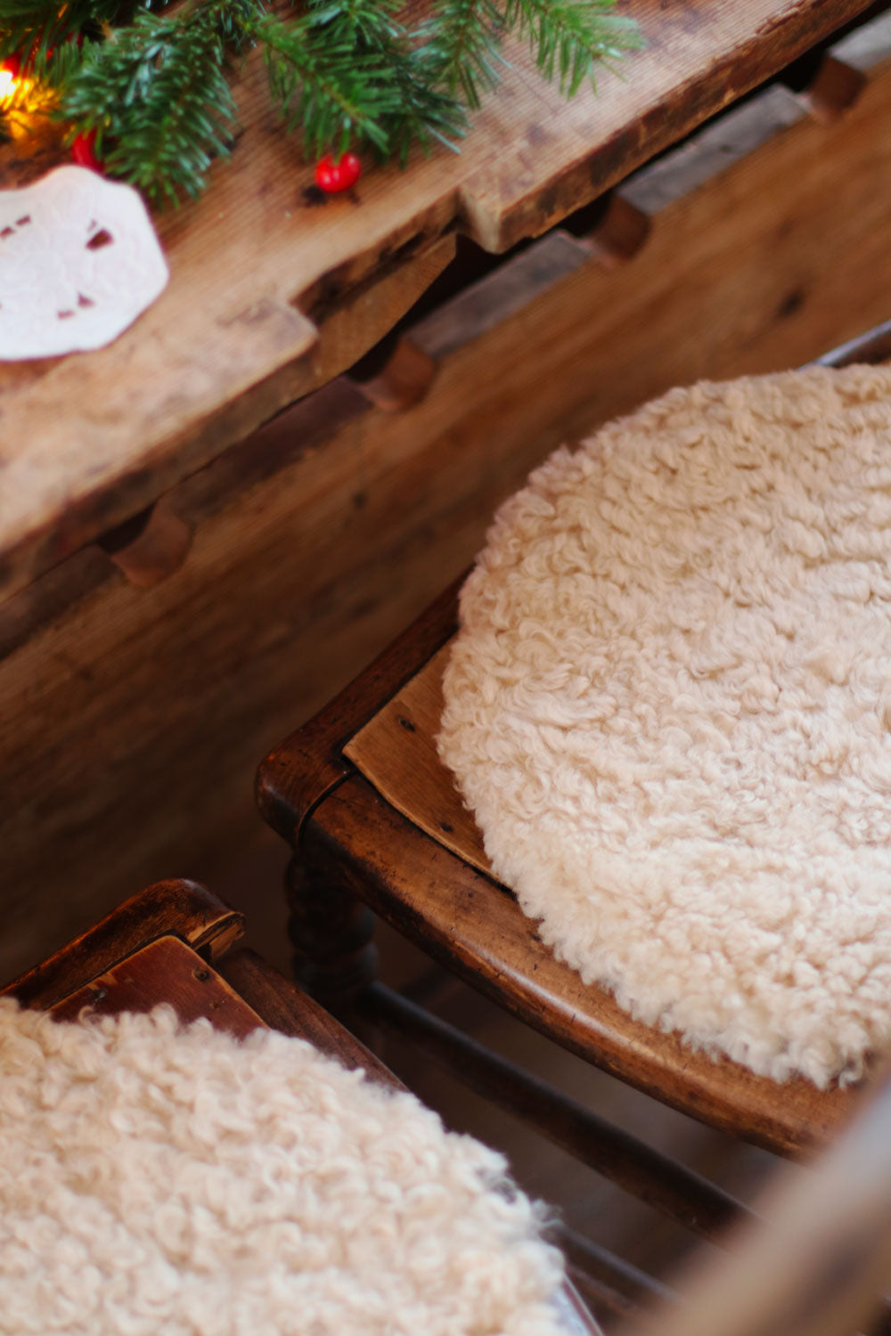 White Round Curly Sheepskin for chair | Linnea Lund